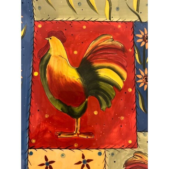 Artimino Red Rooster Hand Painted Large Serving Platter Discountinued - Picture 2 of 6